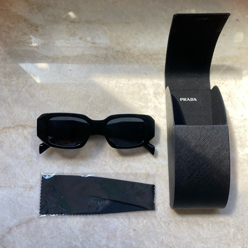 Prada Women's Black Rectangular Sunglasses